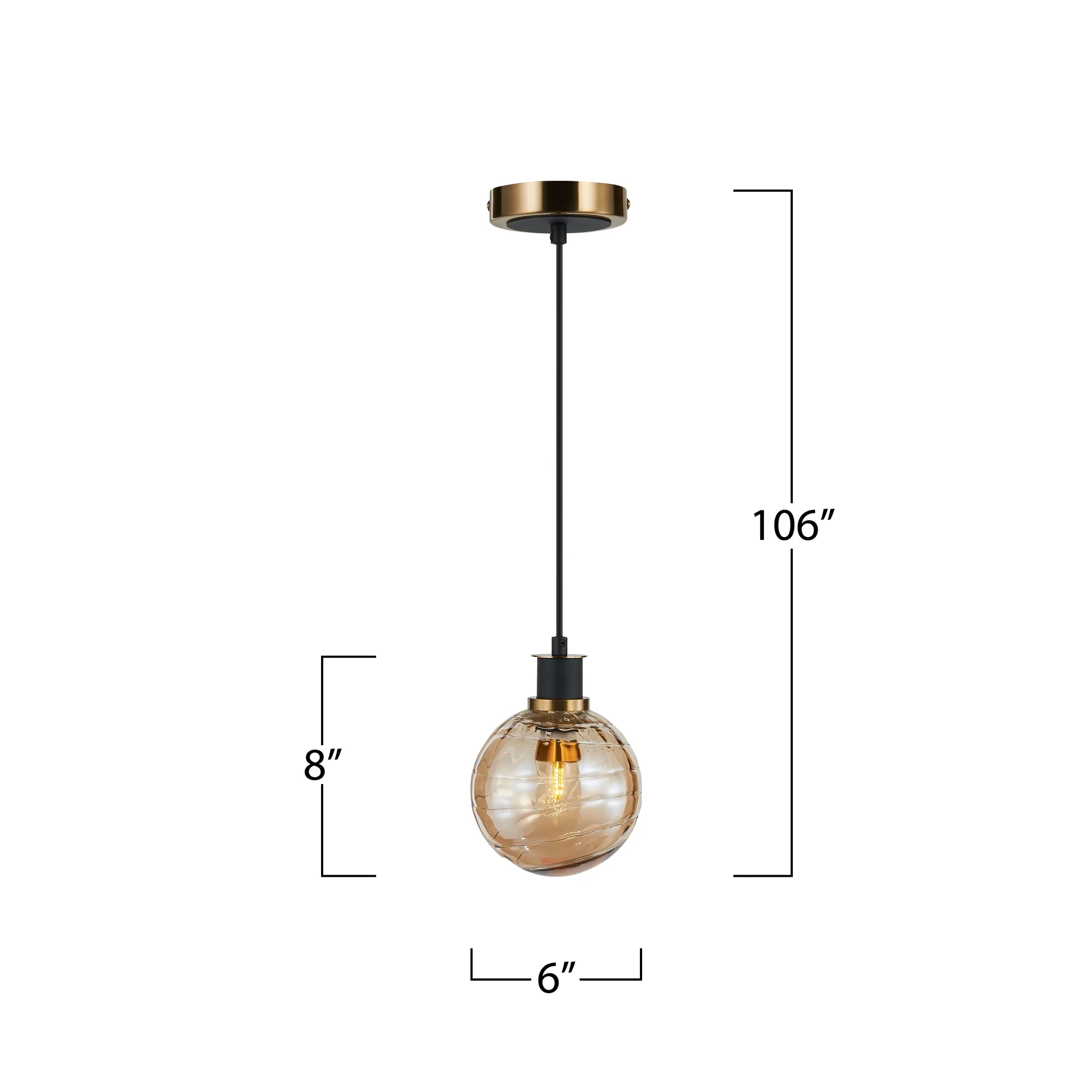 Gem Collection 1-Light Pendant with Amber