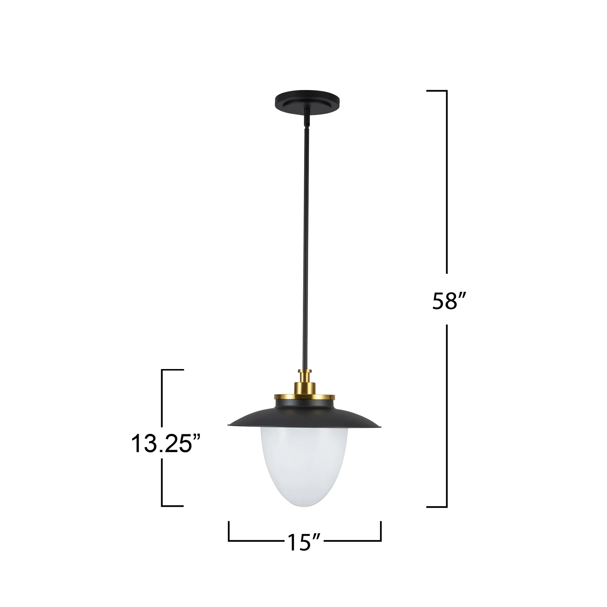 Dahlia 1 Light Pendant 15” Black