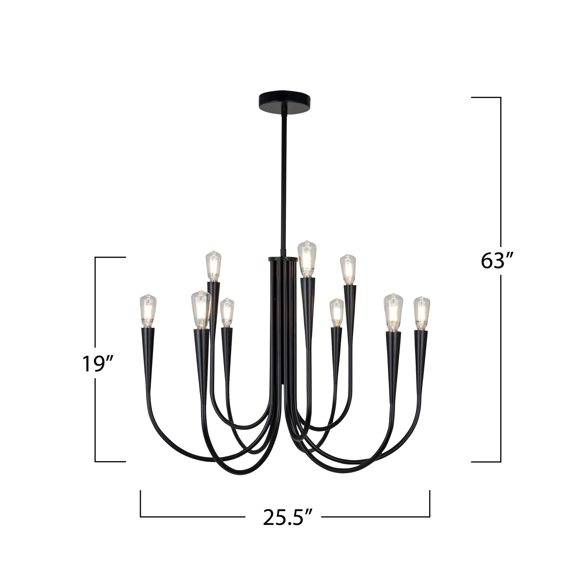 Bronte Collection 9-Light Chandelier Black