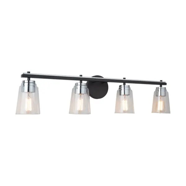 Essex Four Light Bathroom Vanity in Black and Chrome - Image 4