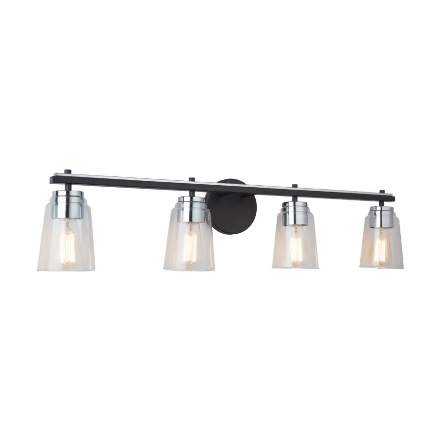 Essex Four Light Bathroom Vanity in Black and Chrome - Image 4
