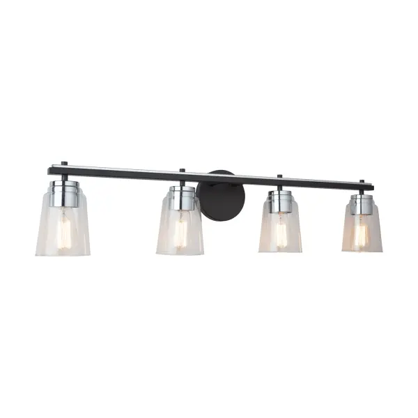 Essex Four Light Bathroom Vanity in Black and Chrome - Image 5
