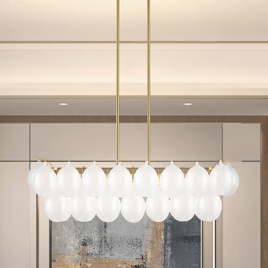 Globo Eight Light Island Chandelier in Brass - Image 6
