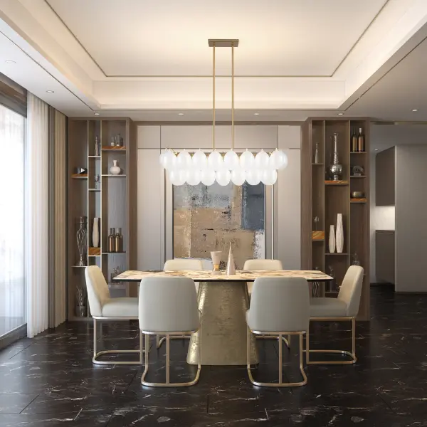 Globo Eight Light Island Chandelier in Brass - Image 7