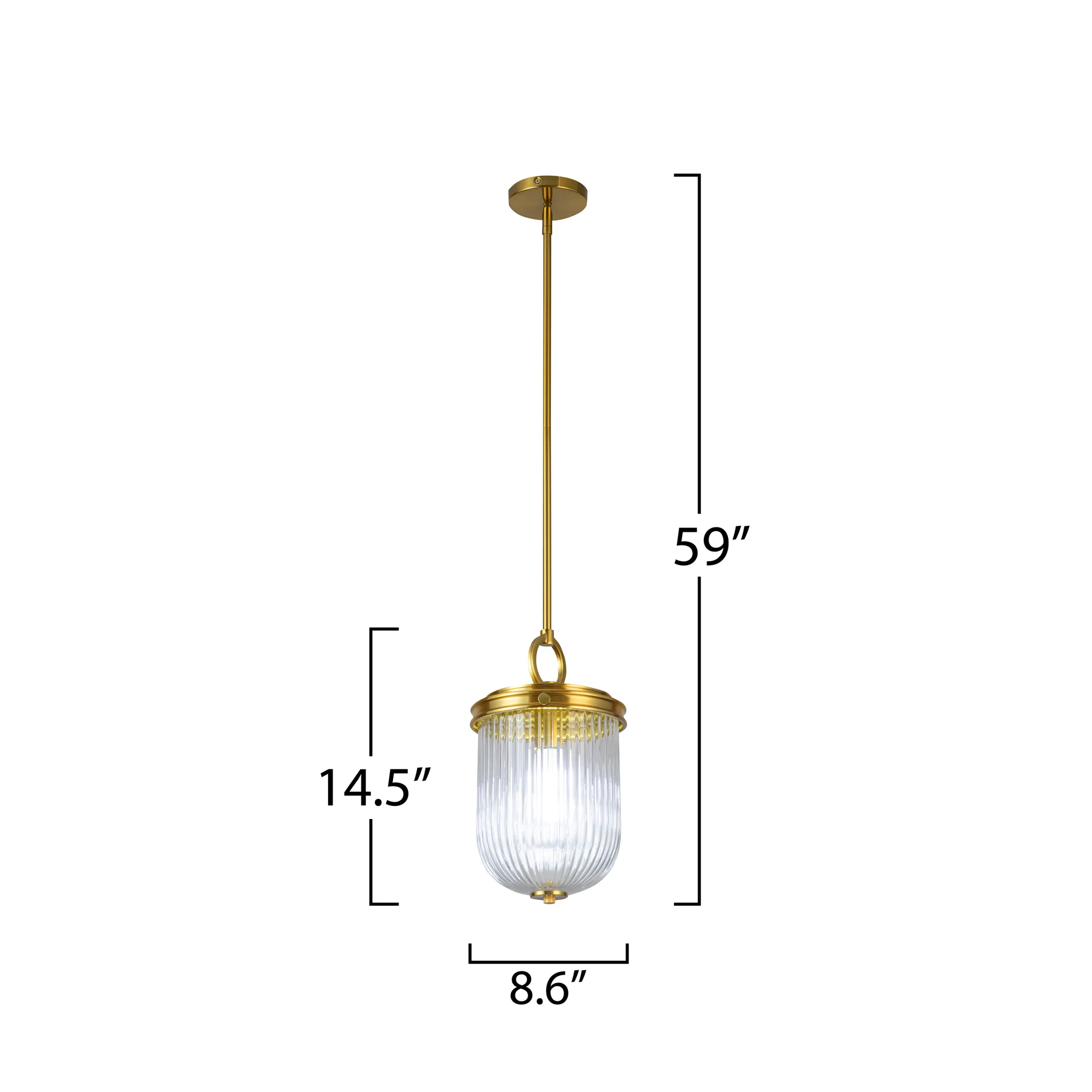 Myla 1 Light Pendant Vintage Brass with Ribbed