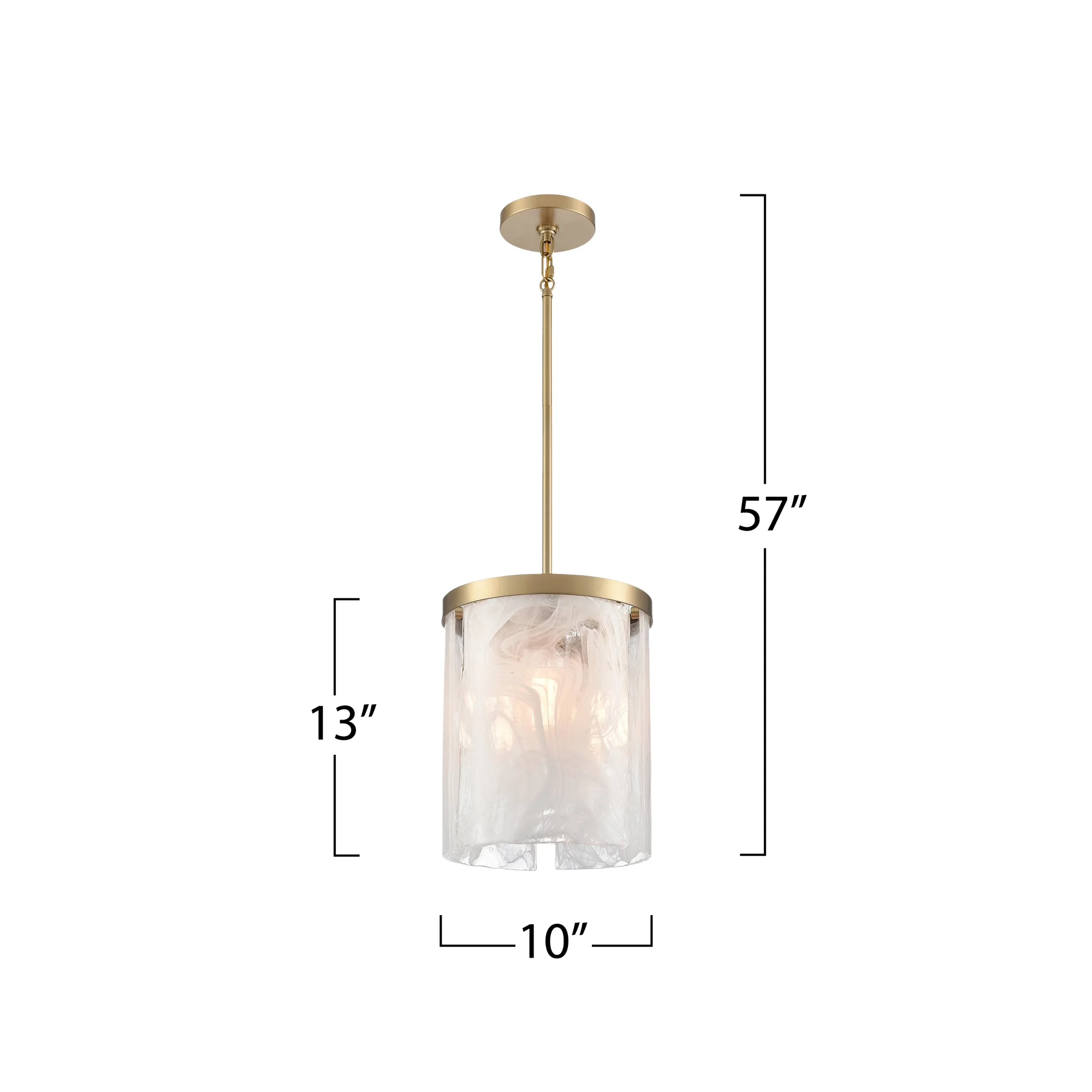 Skye 3 Light Pendant 10” Brass with Wispy White