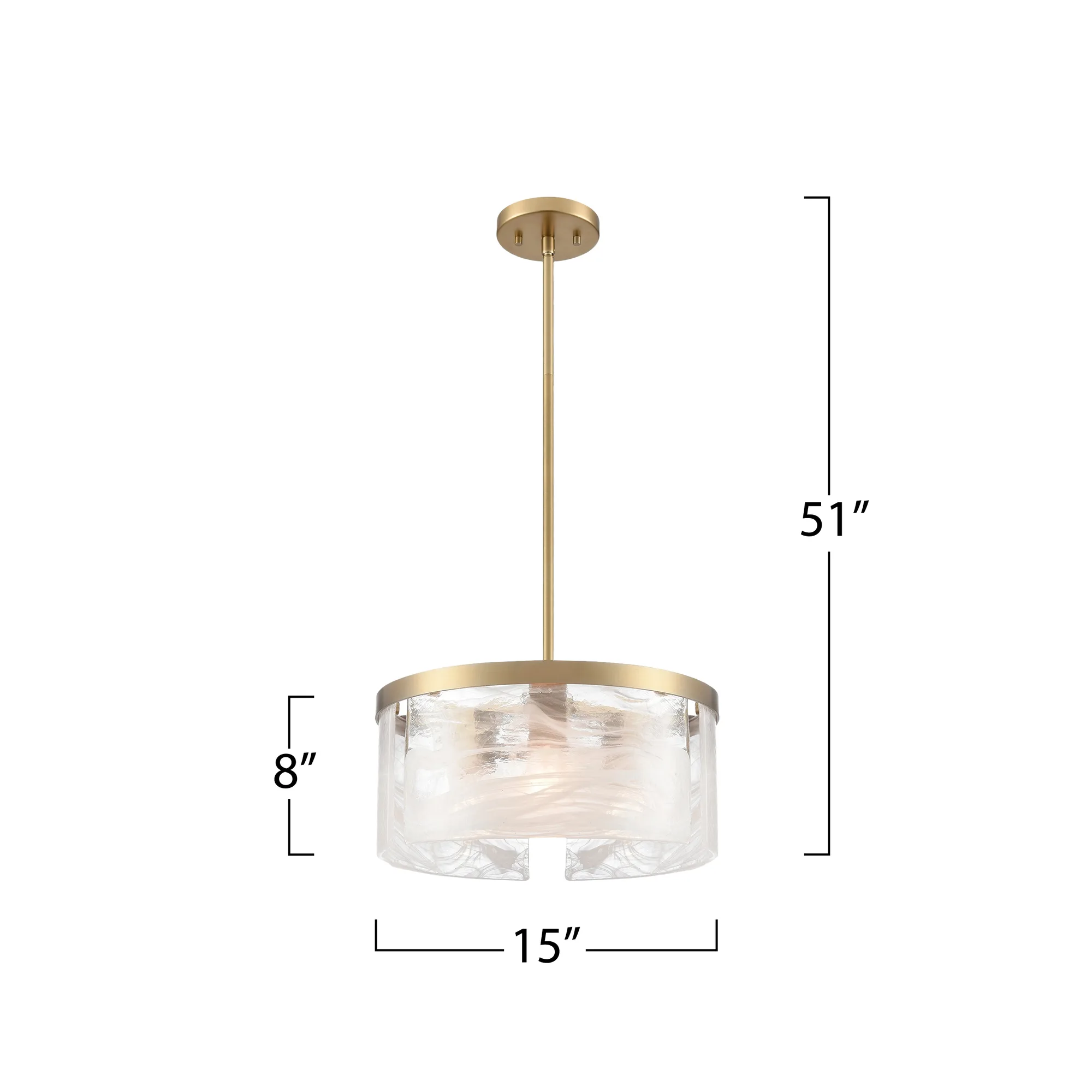 Skye 3 Light Pendant 15” Brass with Wispy