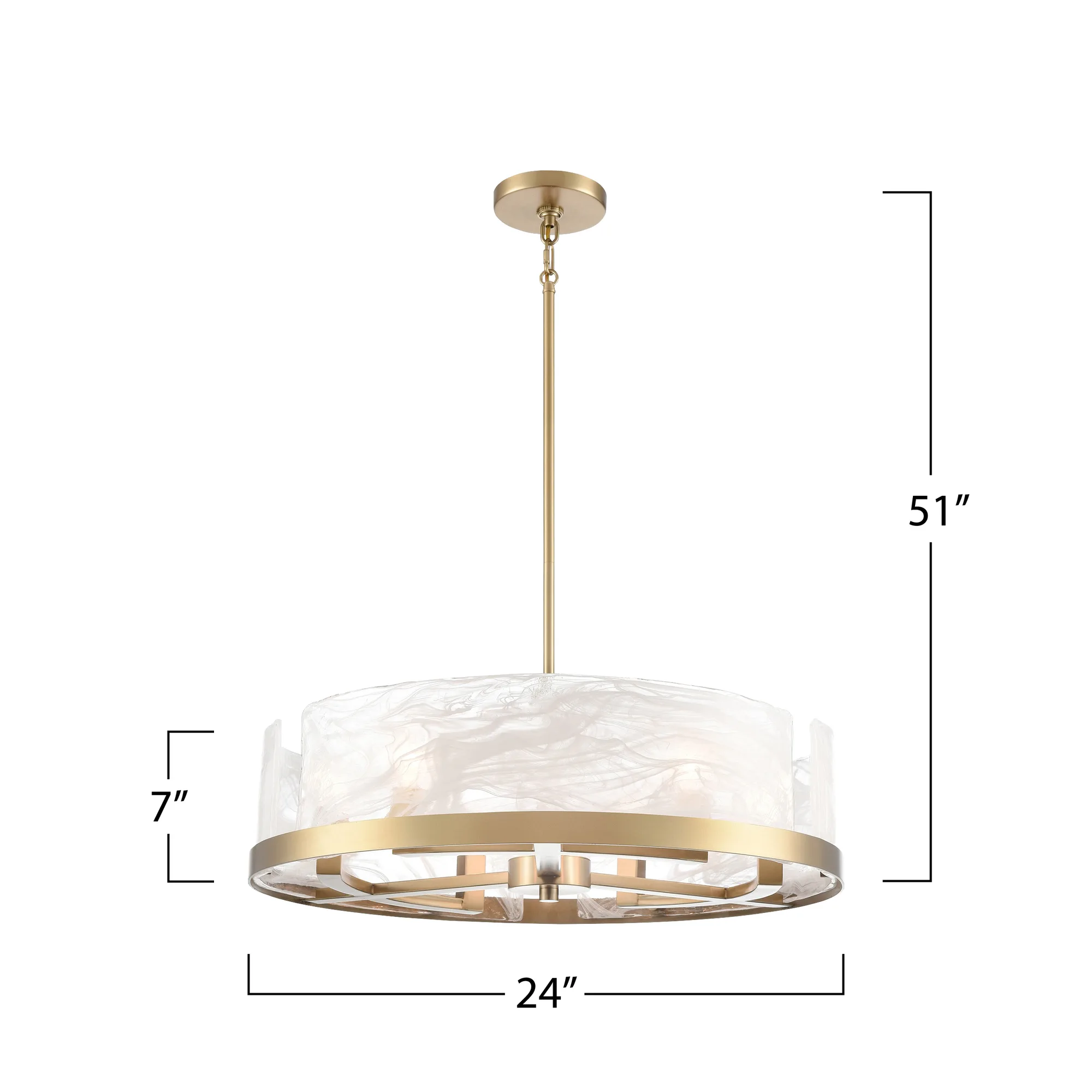 Skye 6 Light Chandelier Brass with Wispy