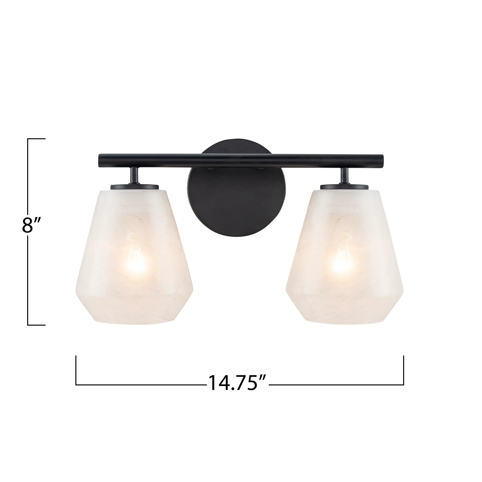 Brooke 2 Light Bathroom Vanity Black with Wispy