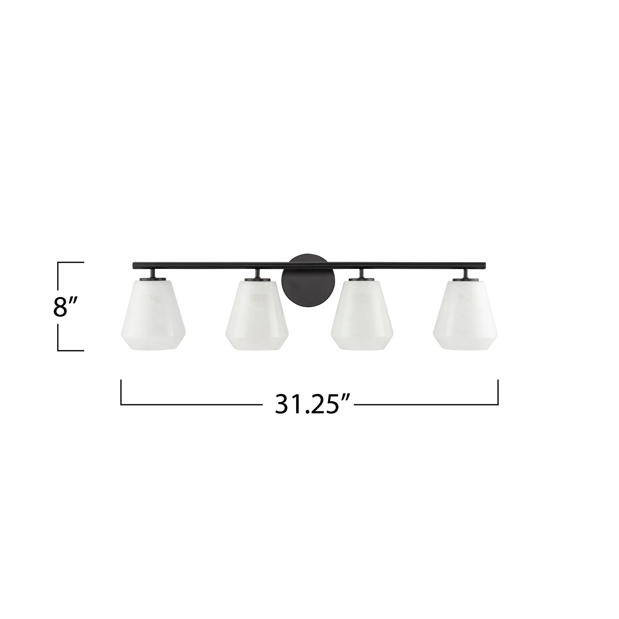 Brooke 4 Light Bathroom Vanity Black with Wispy