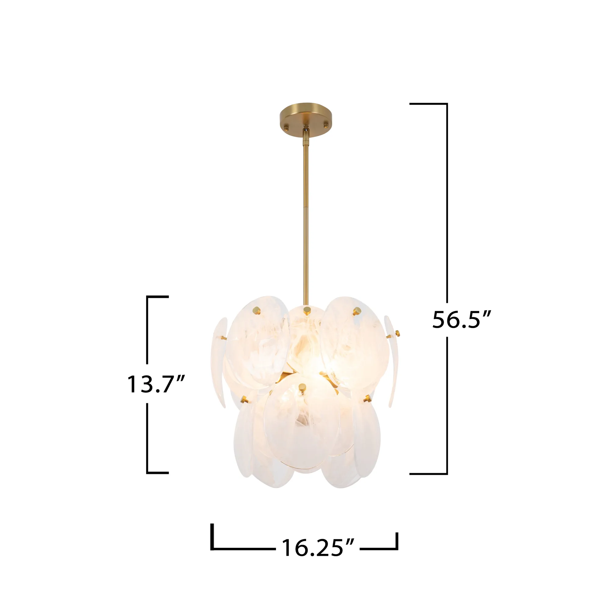 Lily 4 Light Pendant Brushed Brass with