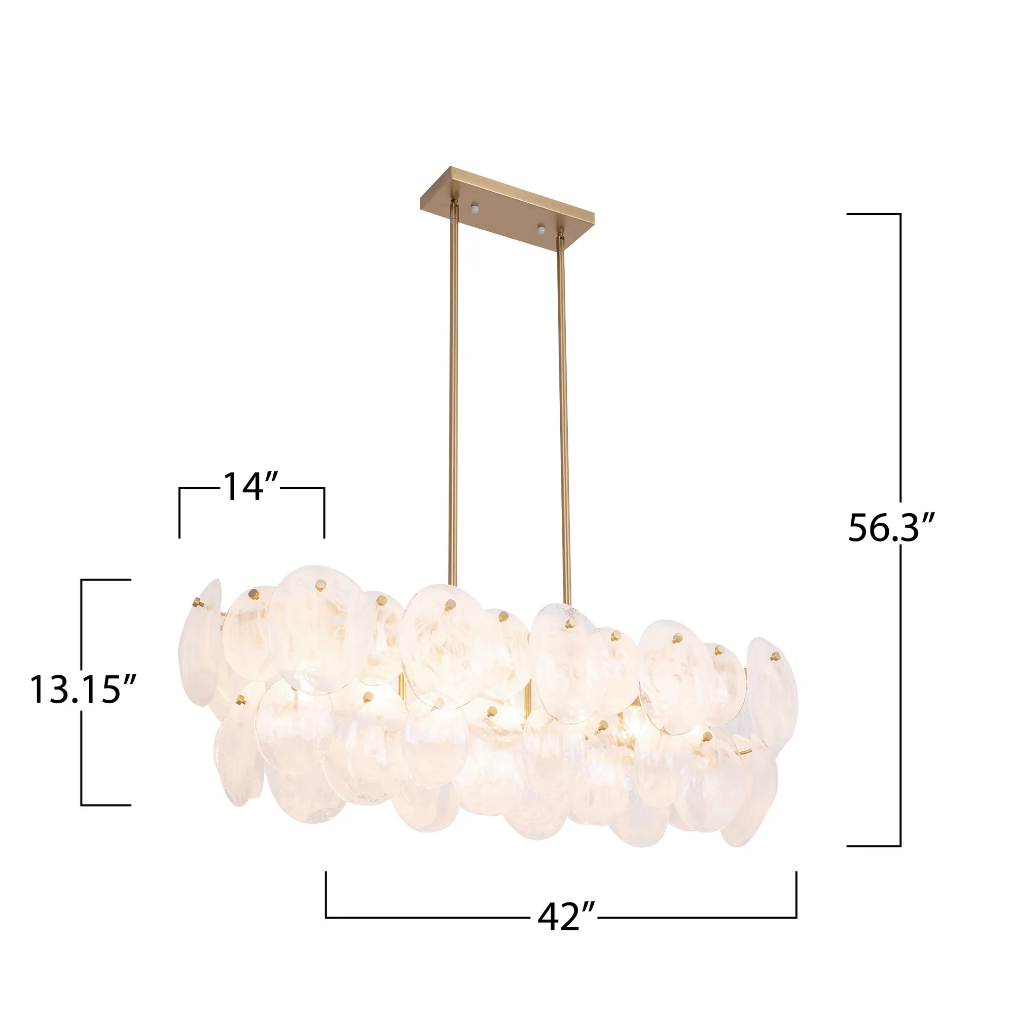 Lily 7 Light Island Light Brushed Brass with Wispy