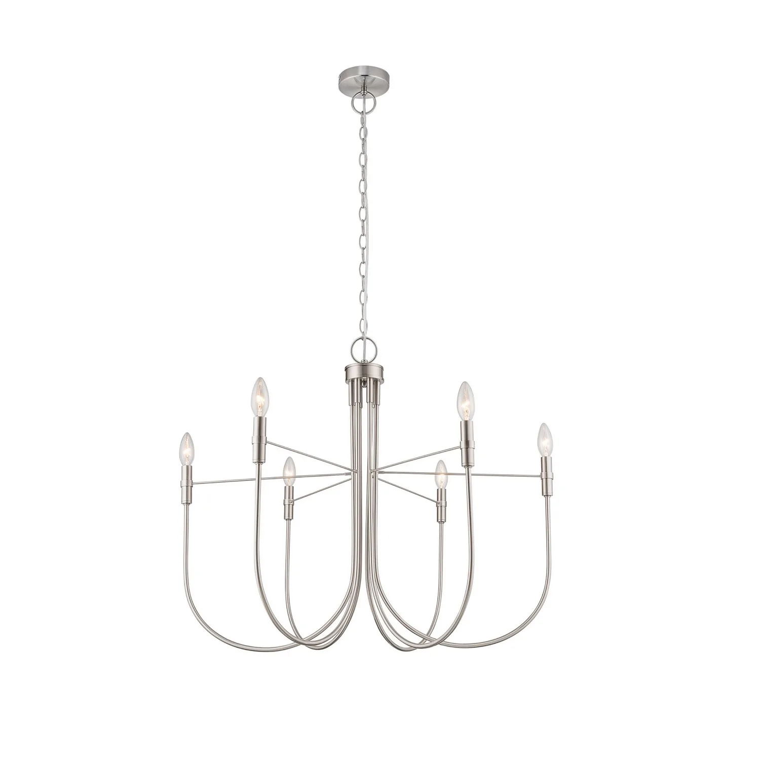 Foundry Six Light Chandelier in Brushed Nickel