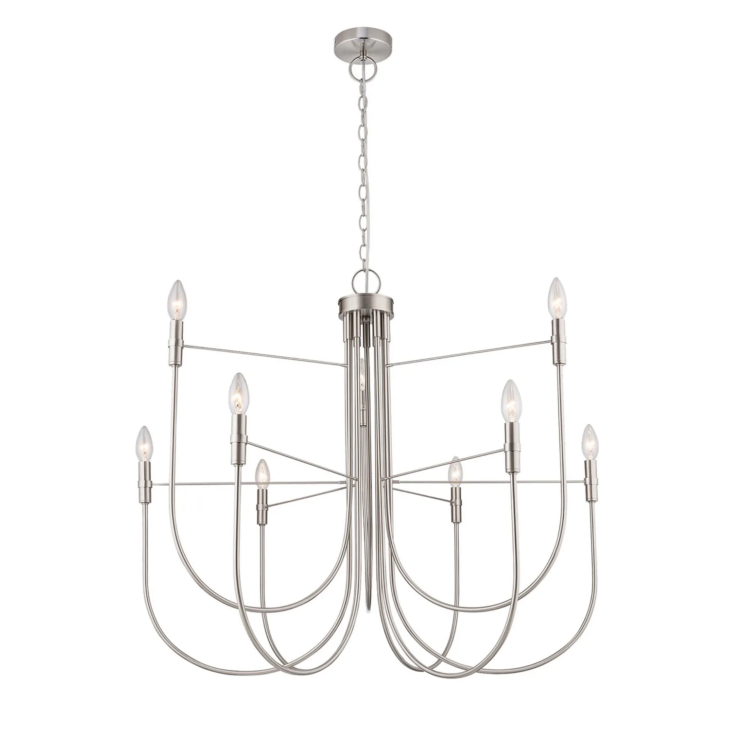Foundry Nine Light Chandelier in Brushed Nickel