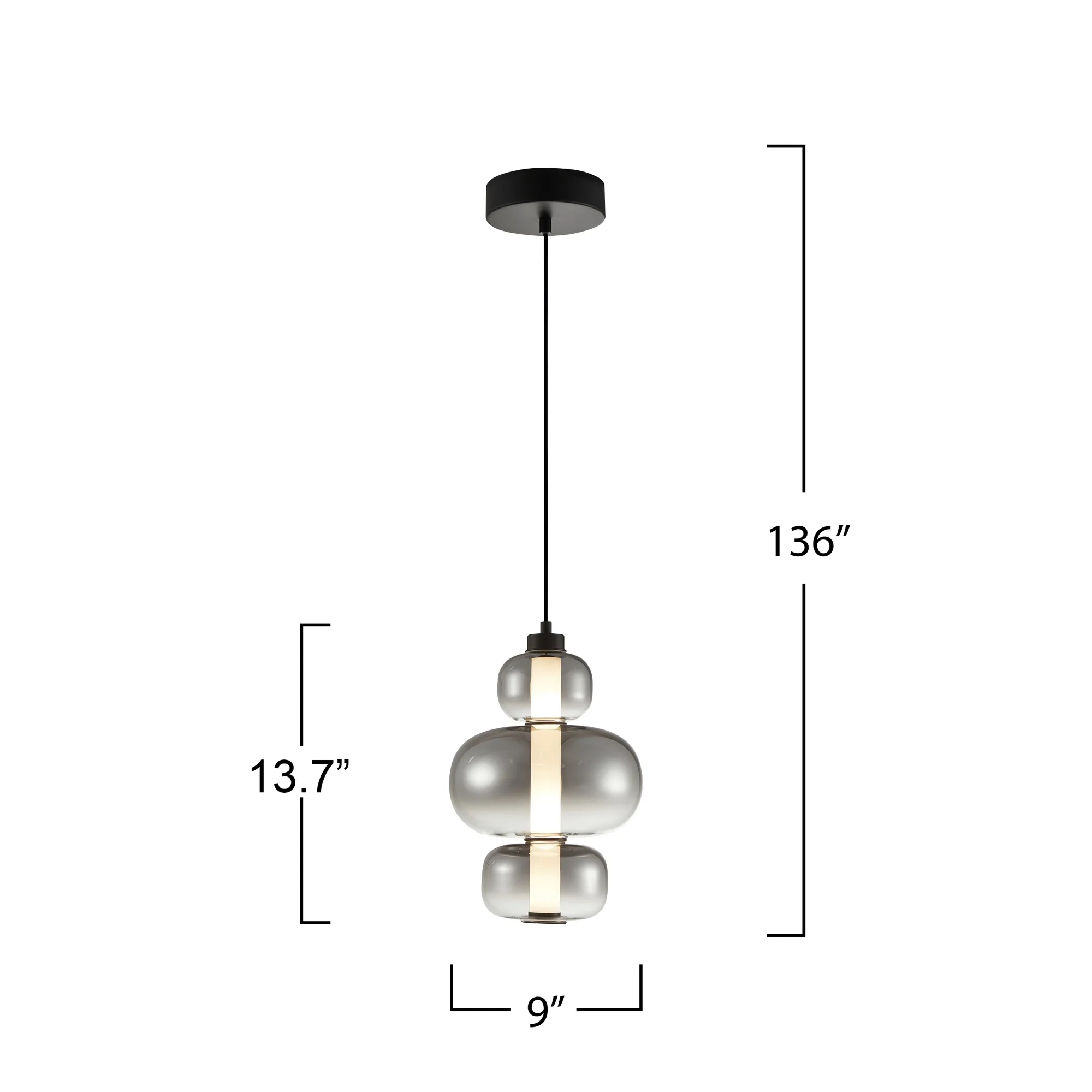 Astra Integrated LED Pendant Black with