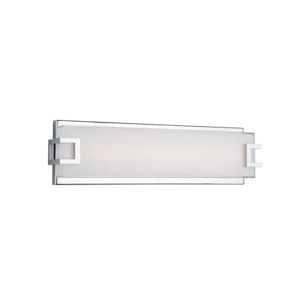 The “Hampstead” collection of has our “True Performance LED” modules delivering better colors and bright light. This model has a chrome backplate, chrome hardware and rectangular acid white glass. (This model is ADA