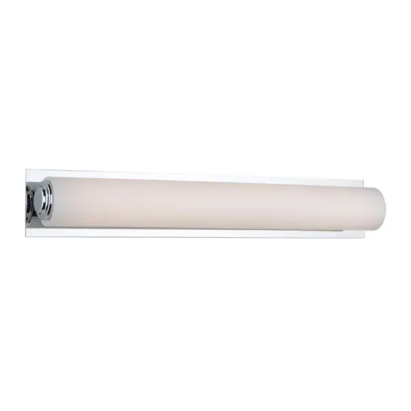 The “Oasis” collection of has our “True Performance LED” modules delivering better colors and bright light. This model has a chrome backplate, chrome hardware and a cylindrical opal white glass. (This model is ADA compliant)