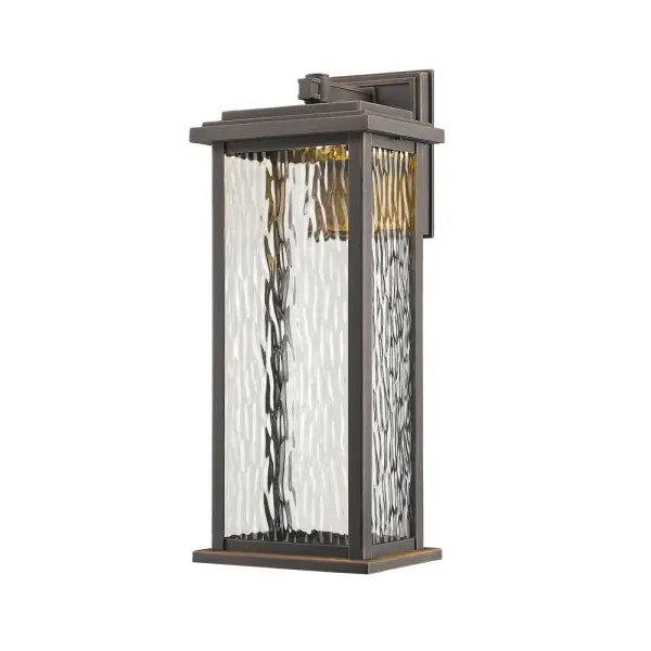 The “Sussex Drive” collection features a thick water glass encased by a linear cast aluminum frame, which is illuminated by a bright LED source. The LED is located in the roof of the fixture (LED is 3000K with CRI 80). Shown in oil rubbed bronze and also available in black. (Warranty on Exteriors lighting is 5 years on premature paint defects and 25 years against corrosion and we use corrosion resistant