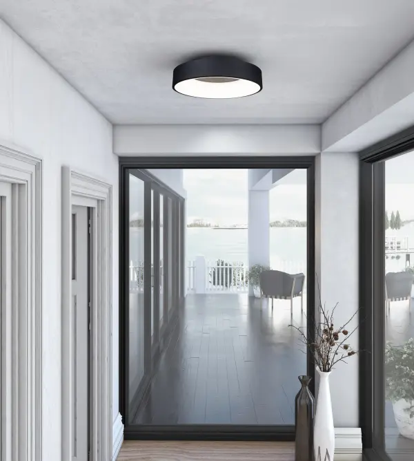 Lazio Collection Integrated LED Flush Mount T h e La z io c olle c t io n is s lee k an d s t y lish f r o m an y angle . Thi s pendan t t y p e c handelie r ha s a s q u a re f r a me is f in is he d in a s e m i m a t t e b la ck, a n d is illu m ina t e d b y b r igh t L ED ene r g y e f f ic ien t t e c h n o lo g y . I t is s u s p e n de d b y t h in a ir c r a f t t ab le ad ju s t ab le c able s. hTis model has a 5 CCTswicht ot ge thte ecoxa lectotmpr erautrep reefrred. - alternate view