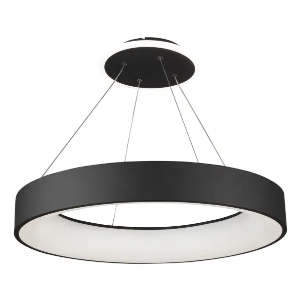Lazio Collection Integrated LED Chandelier The Lazio collection is sleek and stylish from any angle. sihT pendant ypte chandelier has a circular rafme is ifnished in a semi ematt black, and is illuminaetd by bright LED energy ifcientef etchnolog y . tI is suspended by niht aircratf elbat adjuastble cables. hTimos delie s quippedw ihat sw ichwt ih5lt evecolo les fotmpr erautre CCT (30003/5004/0004/5005/000) - alternate view
