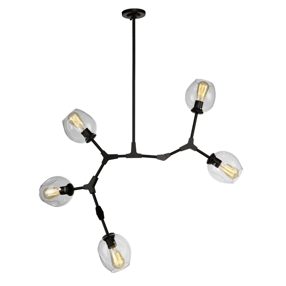 Organic Five Light Chandelier in Black