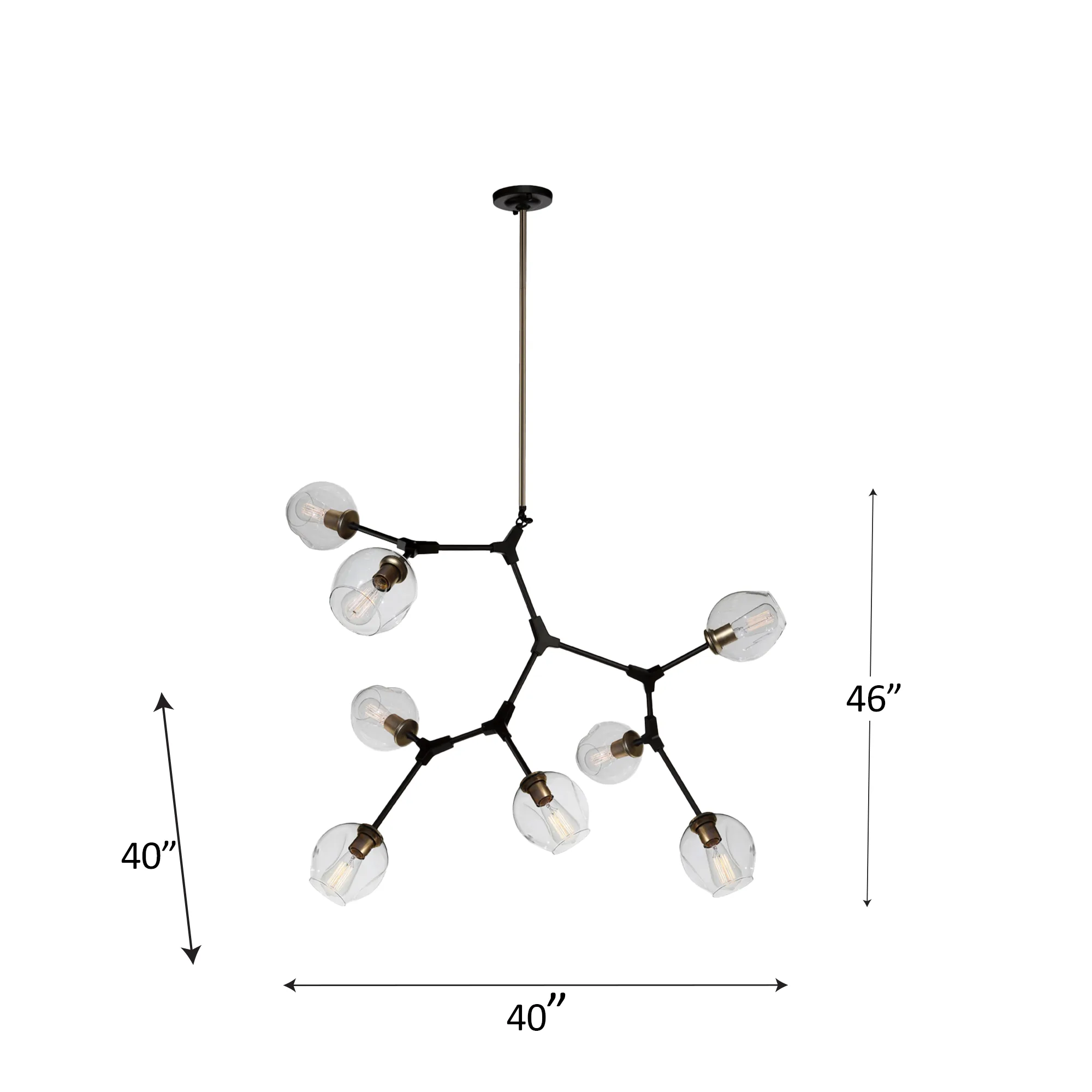 Organic Eight Light Chandelier in Vintage Brass