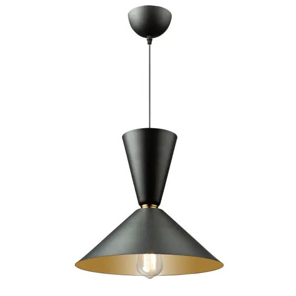 Tempo One Light Pendant in Matte Black and Brass
