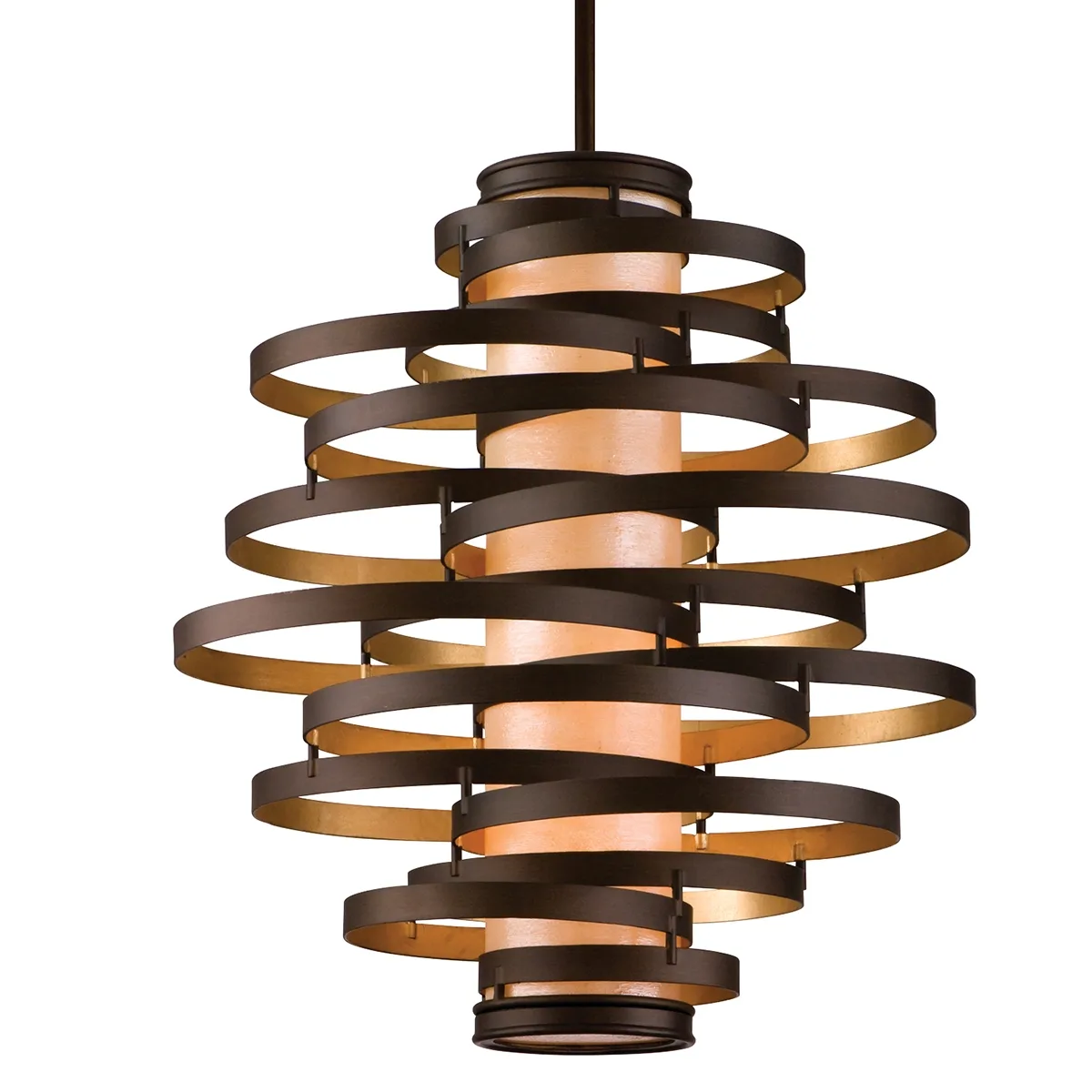 Vertigo Three Light Chandelier in Bronze Leaf