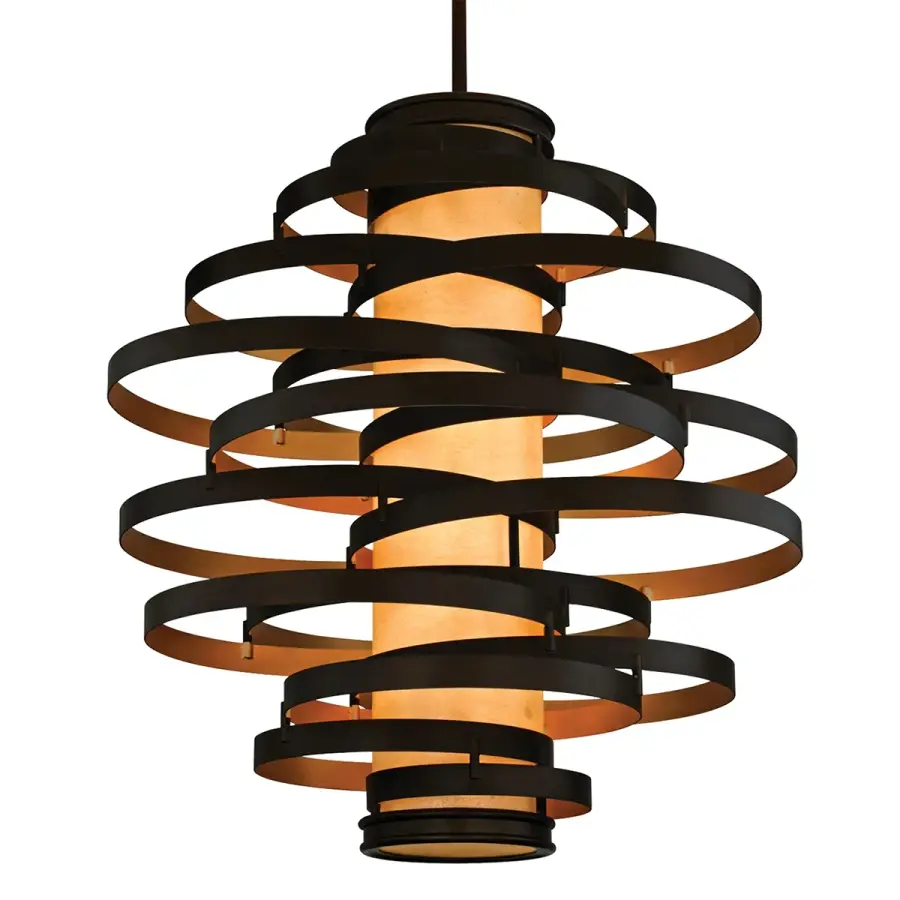 Vertigo Three Light Chandelier in Bronze Leaf