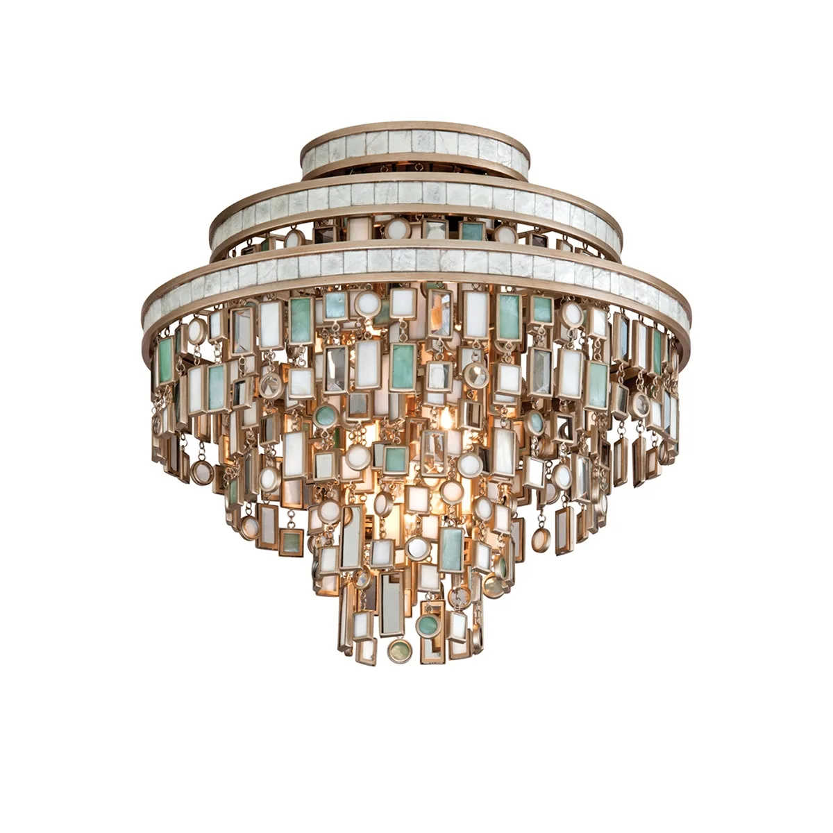 Dolcetti Three Light Semi Flush Mount in Champagne Leaf