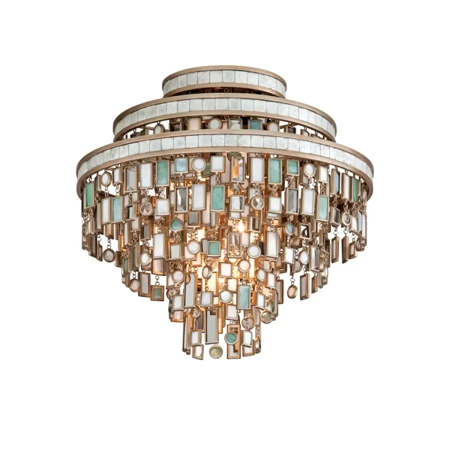 Dolcetti Three Light Semi Flush Mount in Champagne Leaf