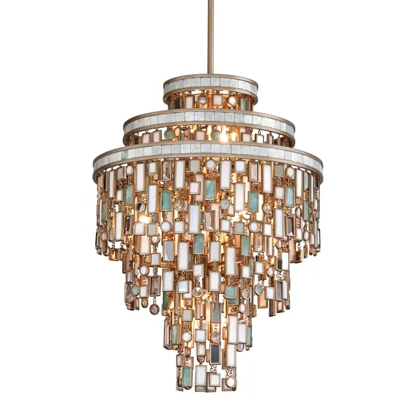 The Dolcetti brings sophisticated sparkle to intimate spaces with its hand-crafted iron construction and luminous champagne leaf finish. At 18 inches wide, it's perfectly scaled for smaller dining areas, breakfast nooks, or as a statement piece in powder rooms and bedrooms.