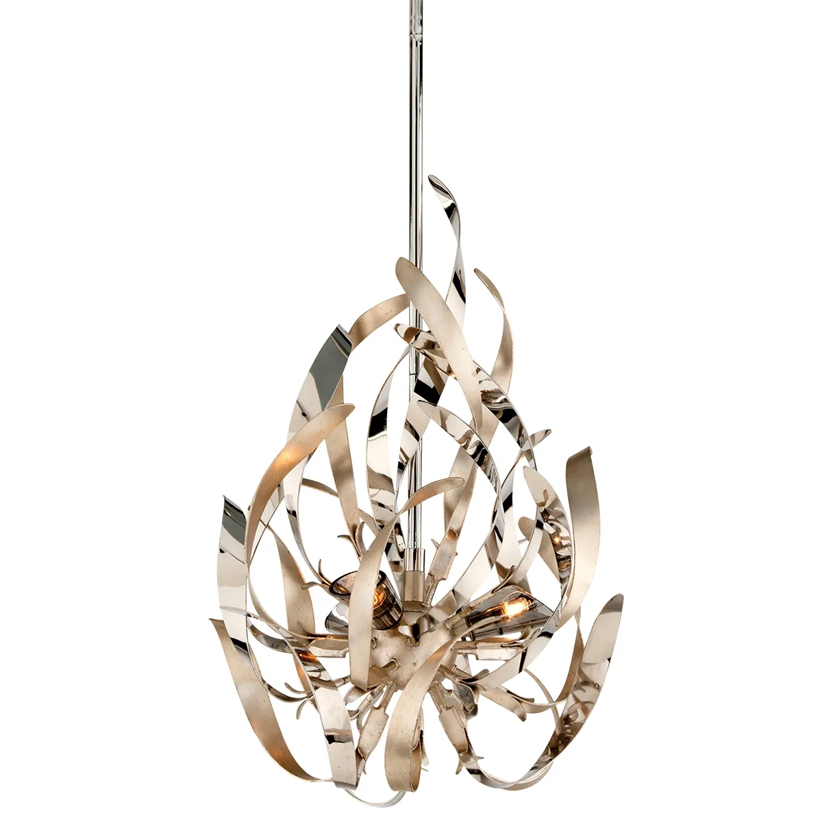 Graffiti Three Light Pendant in Silver Leaf