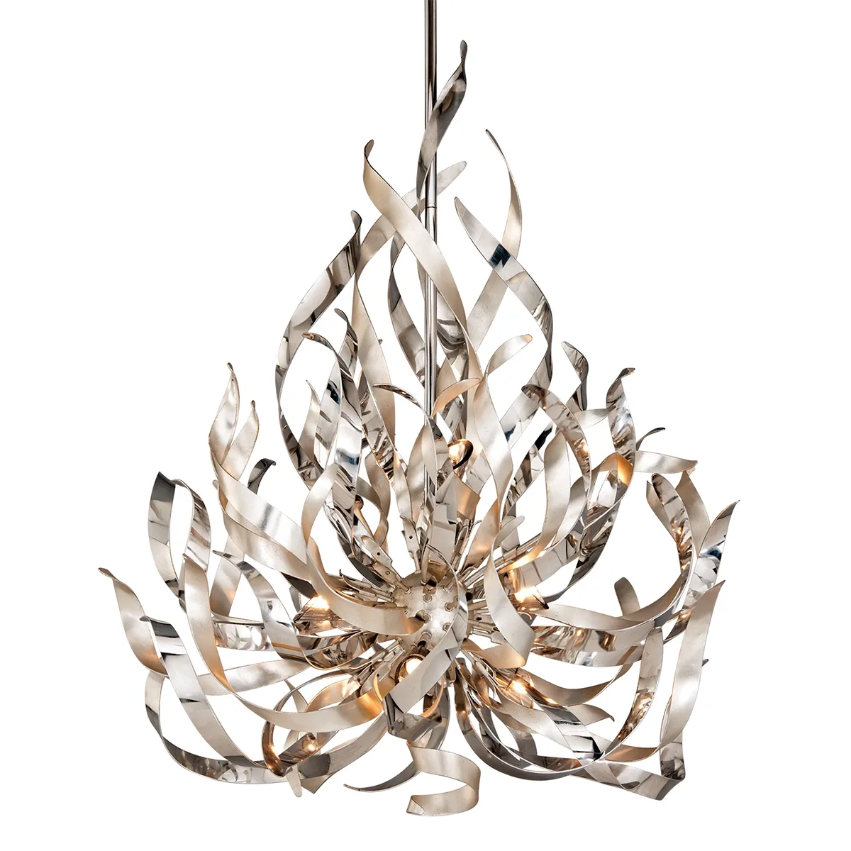 Graffiti Nine Light Chandelier in Silver Leaf