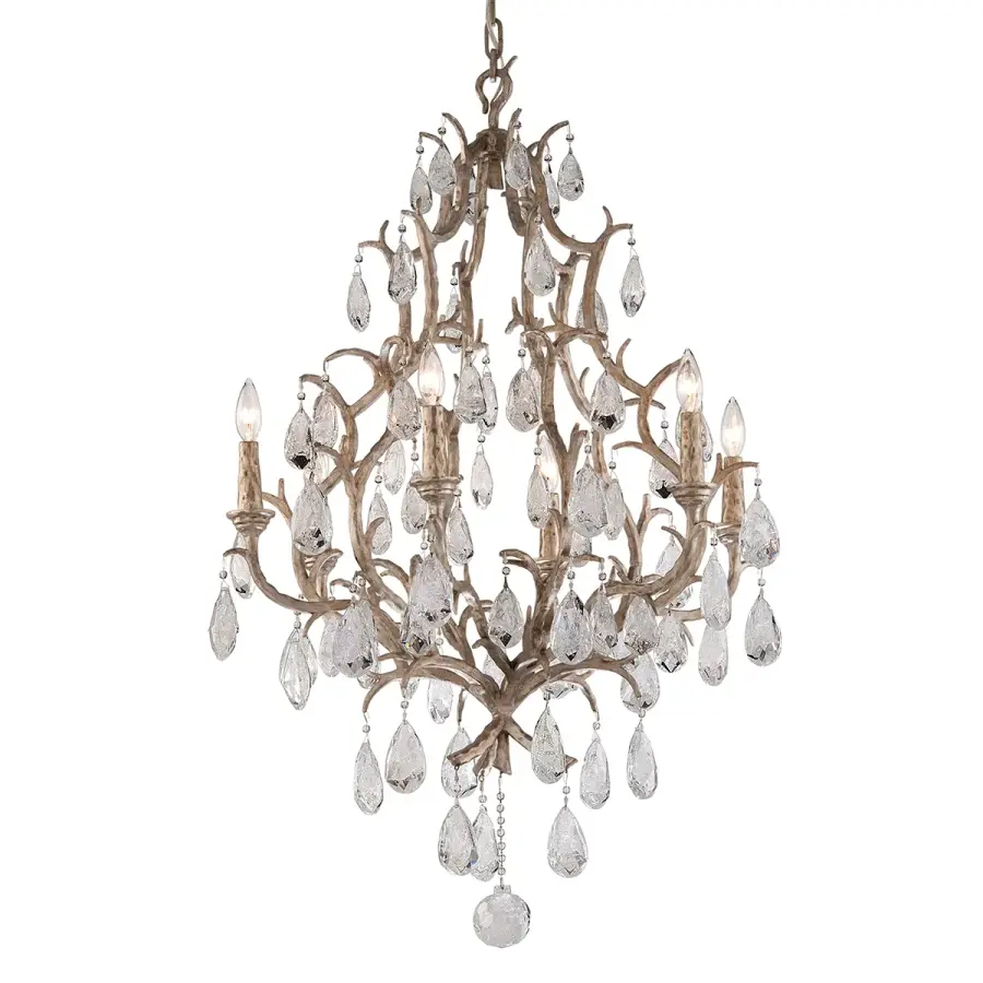 Amadeus Six Light Chandelier in Stria Gold Leaf