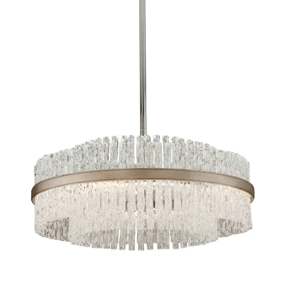 Chime Eight Light Chandelier in Silver Leaf