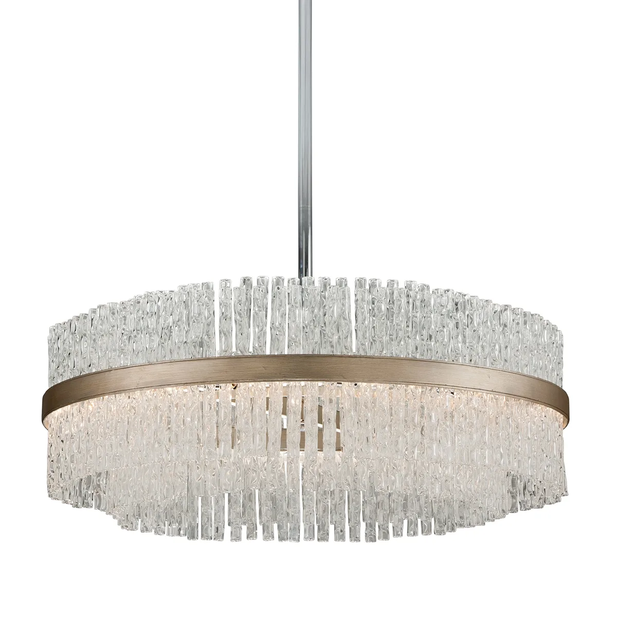 Chime 12-Light Chandelier in Silver Leaf Polished Stainless