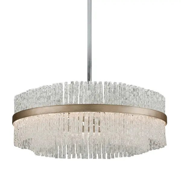 Chime 12-Light Chandelier in Silver Leaf Polished Stainless
