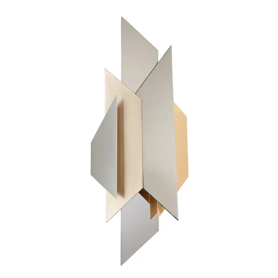 Modernist Two Light Wall Sconce in Polished Stainless with Silver/Gold Leaf