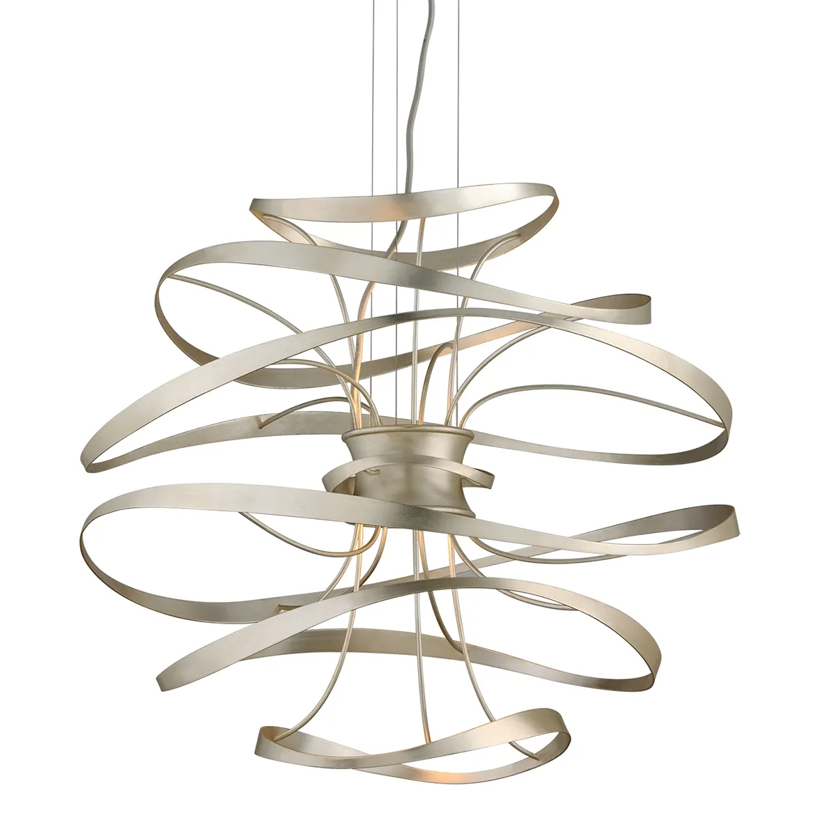 Calligraphy LED Chandelier in Silver Leaf