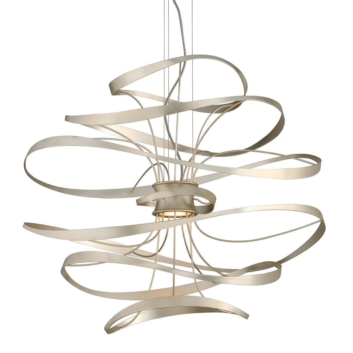 Calligraphy LED Chandelier in Silver Leaf