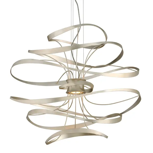 Calligraphy LED Chandelier in Silver Leaf