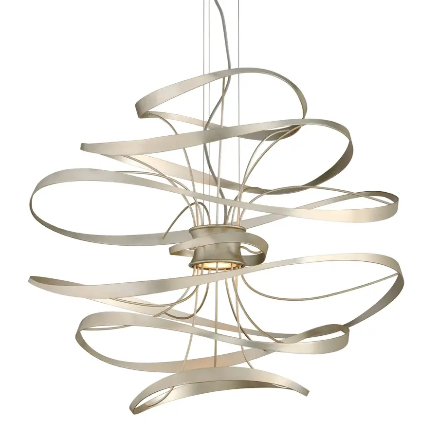 Calligraphy LED Chandelier in Silver Leaf