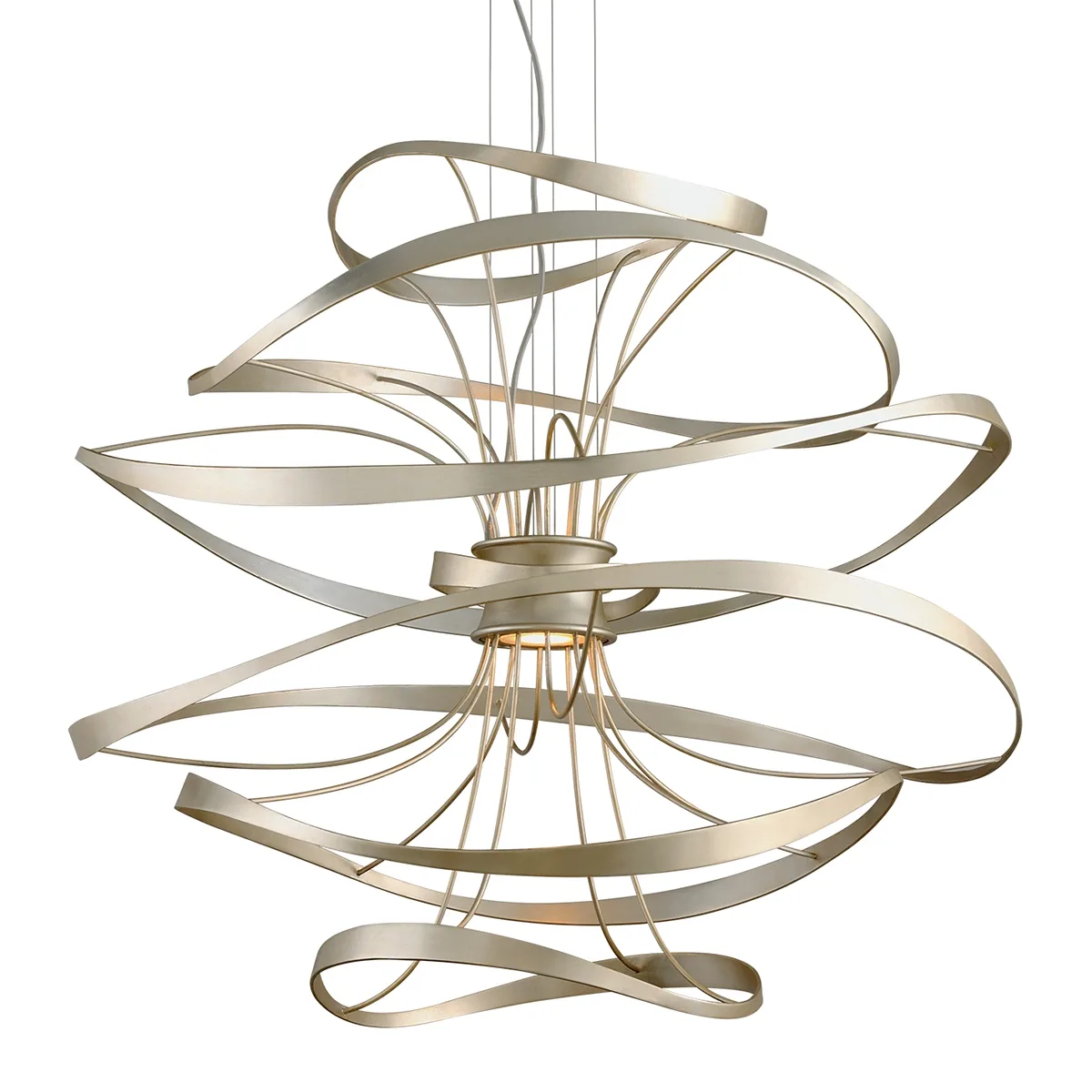 Calligraphy LED Chandelier in Silver Leaf