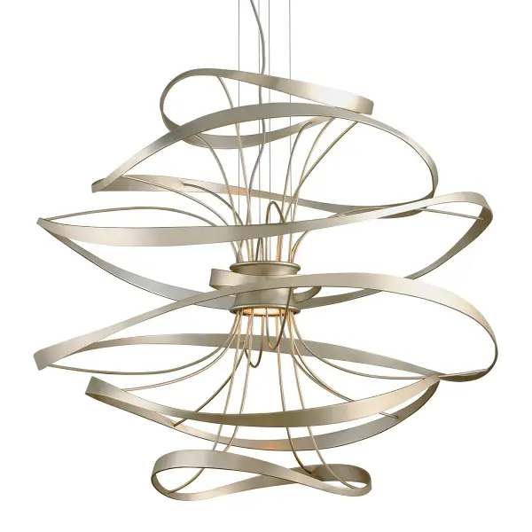 Calligraphy LED Chandelier in Silver Leaf