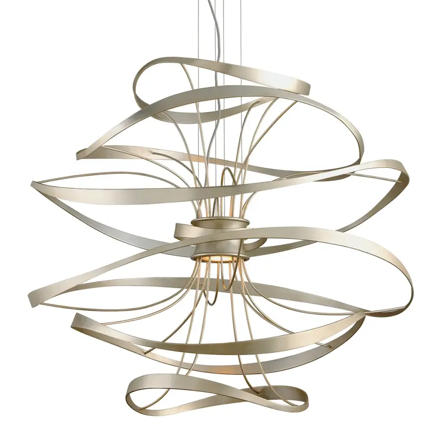 Calligraphy LED Chandelier in Silver Leaf