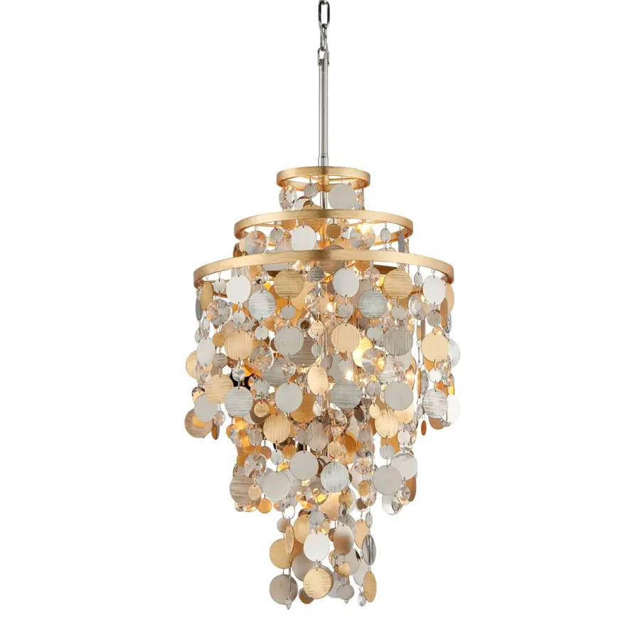 Ambrosia Five Light Chandelier in Silver & Gold Leaf
