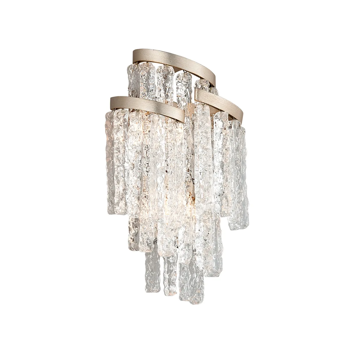 Mont Blanc Three Light Wall Sconce in Modern Silver Leaf