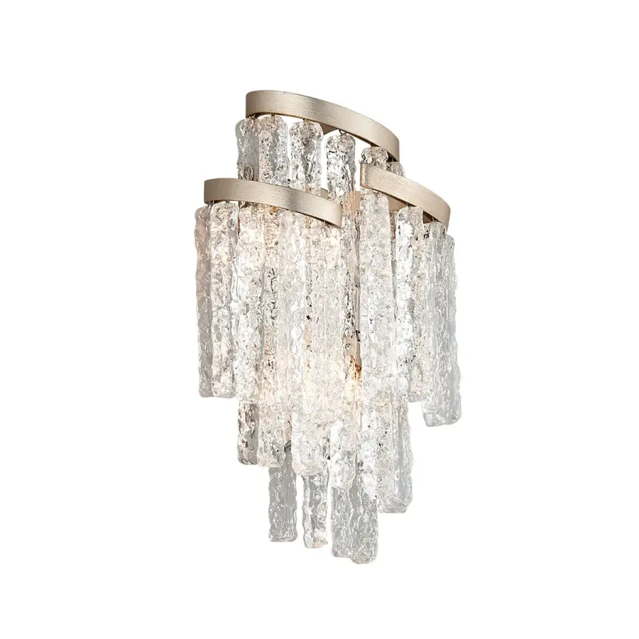 Mont Blanc Three Light Wall Sconce in Modern Silver Leaf