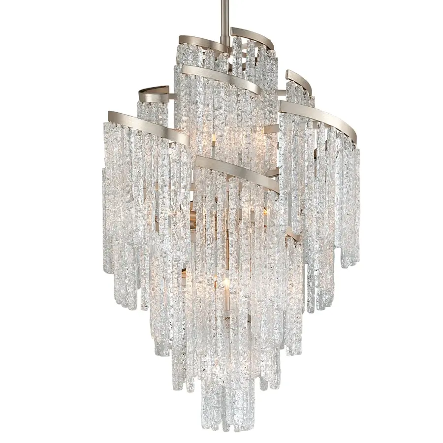 Mont Blanc 13-Light Chandelier in Modern Silver Leaf